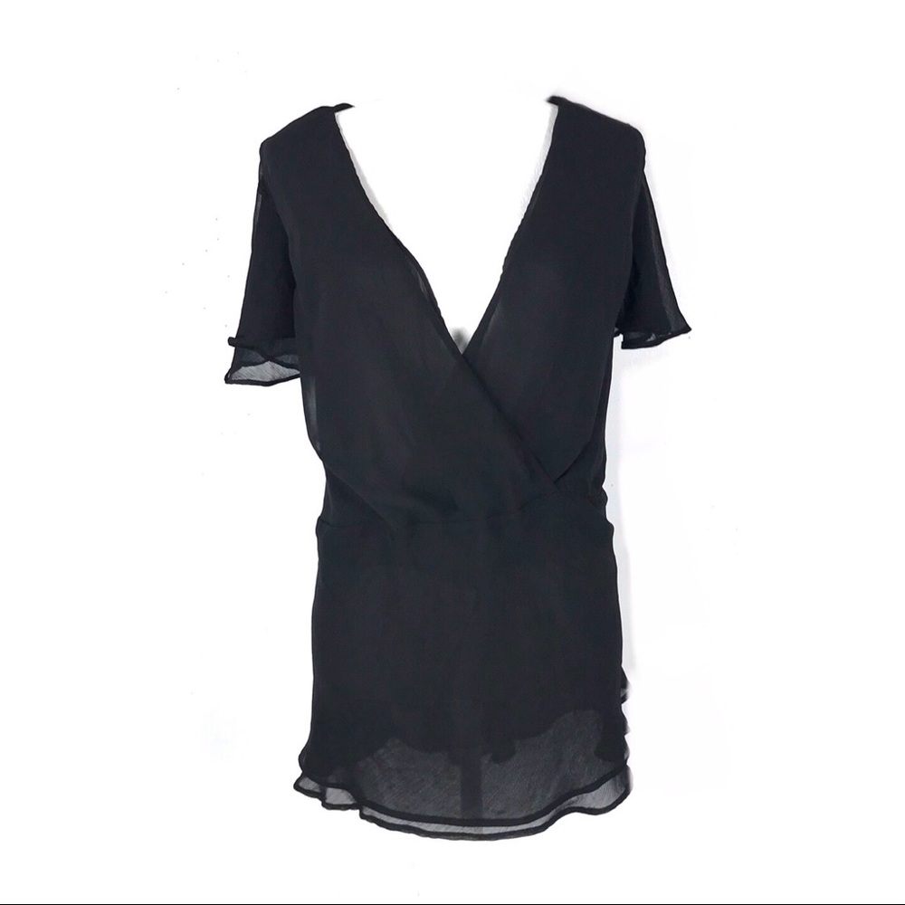 Lane Bryant 26/28 blouse faux wrap sheer tank top